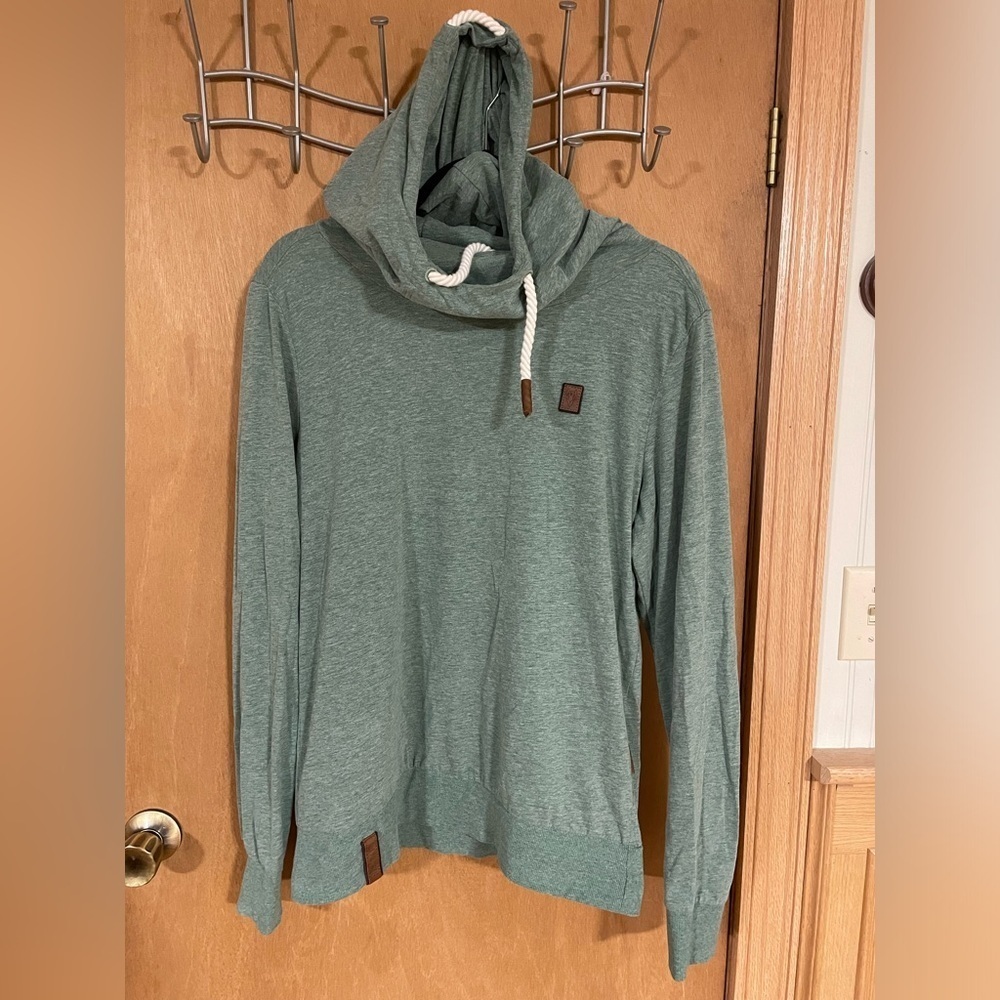 #30- NAKETANO-size large , long sleeve hooded shirt with kangaroo pocket